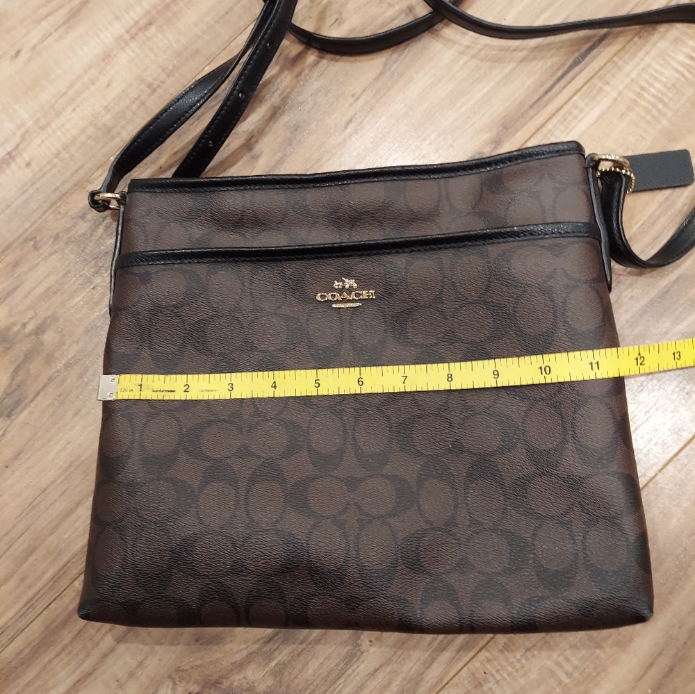 Coach Signature File Bag In Brown Coated Canvas with Black Leather Trim. EUC - Picture 13 of 13